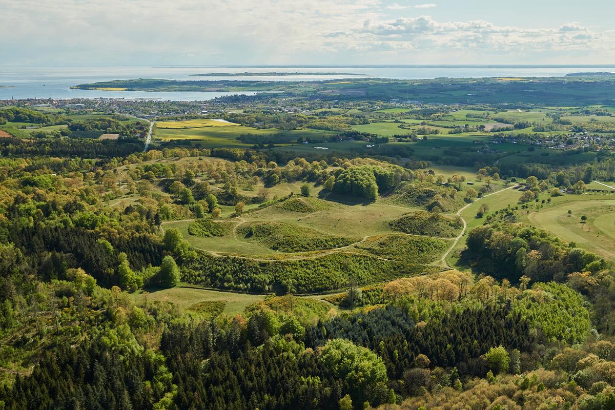 Svanninge Bakker og Bjerge set fra luften